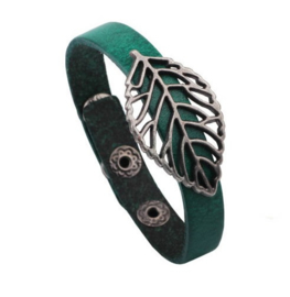 Leren armband Leaf - groen