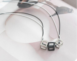 Ketting Cubes - zilver/zwart