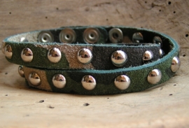 Leren armband Studs - Camouflage