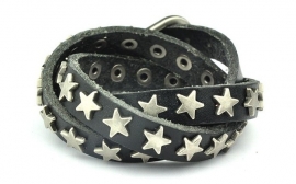 Leren armband Sterren, triple