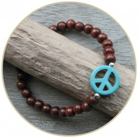 Armband `Peace!` turquoise ECHT ZILVER