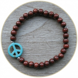 Armband `Peace!` turquoise ECHT ZILVER