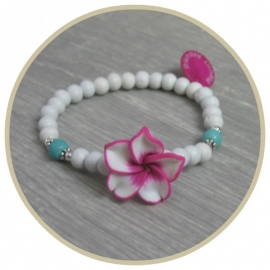 Armband Frangipani wit/roze/turq.