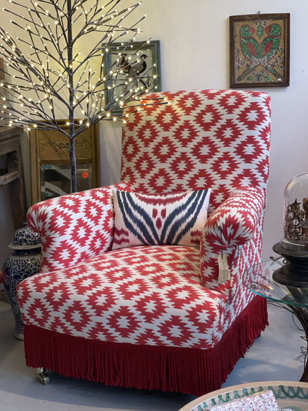 *SOLD* Antique reupholstered armchair