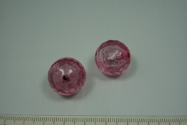 [0606 ] Zilverfolie kraal Roze, rond 20 mm.  per stuk