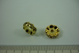 [ 1318 ] Rondel 10 mm. Goudkleur met helder kristal, per stuk