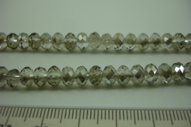 [ 8453 ] Fazet Spacer glaskraal 6 mm. Grijs AB, per streng