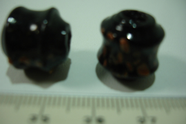 [ 7079 ] Glas kraal 15 mm. Zwart, per stuk