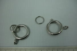 [5423 ] Veerring slot 18 mm. Zilverkleur, 2 stuks met split ring