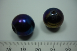 [ 5901 ] Keramiek kraal +/- 16 mm. Olie AB kleur, per stuk
