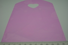 +[ 8243 ] Tasje 21 x 13 cm. Roze met Hartje, 50 stuks