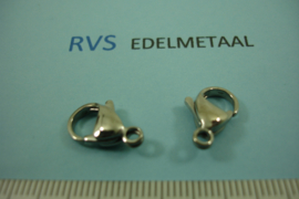 [ 8366 ] RVS,  Karabijn slotje 13 mm. per 4 stuks