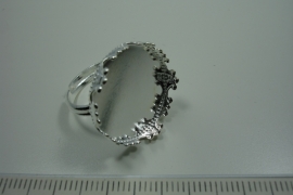 [ 0871 ] Ring 21 mm. Verzilverd met sier rand, per stuk