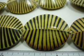 [ 10009 ] Zebra Pecten 46 x 38 x 13 mm. Yellow/Black, per streng