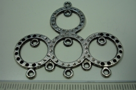 [ 6184 ] Ornament 45 x 50 mm. nr. 23, Zilverkleur, 3 stuks