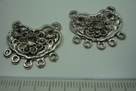 [ 6180 ] Ornament 24 x 23 mm. nr. 77, Zilverkleur, 6 stuks