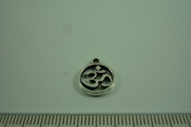 [0550 ] OHM Bedeltje 12 mm. Metaal Zilverkleur, per stuk