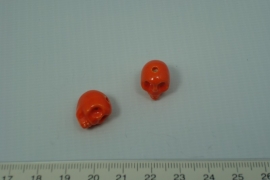 [ 0426 ] Doodshoofd Keramiek 13 mm. Oranje, per stuk