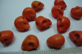 [ 0321 ] Doodshoofd  kraal  10 mm. Oranje, per stuk