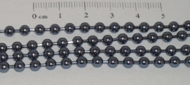 (0174) Balletjes ketting staalblauw 3.8 mm zonder slotje.