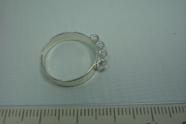[ 0738 ] 3 oog Ring, Verzilverd, per stuk