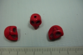 [ 0750 ] Doodshoofd kraal 10 mm. Rood, per stuk