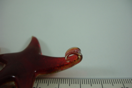 [ 6656 ] Glas hanger Ster 5 cm.  Wit/Groen, per stuk