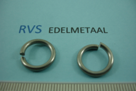[ 8484 ]  RVS mat, Open Ring 14 mm. x 2.1 mm.  per 15 stuks