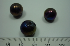 [ 5902 ] Keramiek kraal +/- 12 mm. Olie AB kleur, per stuk