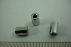[ 6448 ] Metaal Tube kraaltje 8.6 mm. Zilver kleur, per stuk