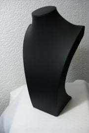 *[ 9250 ] Hals Luxe Zwart Leer, Groot 34 cm.