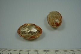 [0615 ] Zilverfolie kraal Licht Amber, ovaal 30 mm. per stuk