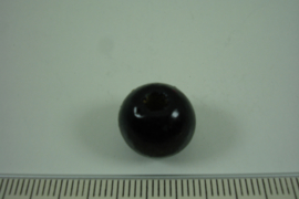 [ 6799 ] Houten kraal 14 mm. Zwart, per stuk