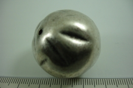 [ 6452 ] Metalen kraal 30 mm. Antiek Zilver, per stuk