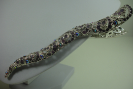 *[ 6650 ] Haarspeld 15 cm. Zilver met Roze AB Strass. per stuk