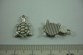 [ 1264 ] Schildpadje  18.7 x 12.3 mm. Zilverkleur, per stuk