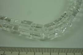 [ 8448 ] Kristal Glas, blok 8 x 8 mm. Helder, per streng