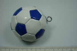 *[ 5641 ] Voetbal Wit Blauw, 40 mm.