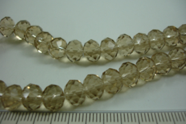 [ 6682 ] Spacer Glaskraal 8 mm. Licht Bruin, per streng