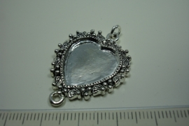 [ 0879 ] Cabochon/Connector Hart, 33 x 25 mm.  per stuk