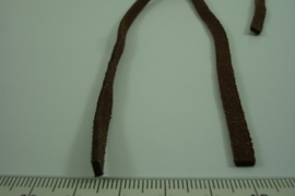 [ 6376 ] Plat Suede Veter 5 mm. Bruin, per meter