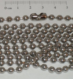 (0161) Balletjes ketting chroome 4,5 mm met slotje.