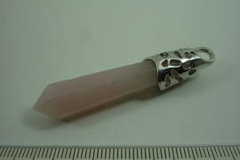 [ 0993 ] Pendel +/- 6 cm. natuursteen Rozenkwarts, per stuk