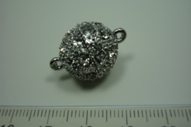 [ 0814 ] Magneetslot 16 mm. met strass, Chroomkleur, per stuk