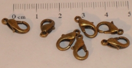 (5079) Karabijn slotje brons 12 mm. 7 stuks.