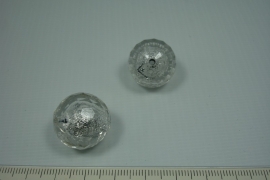 [0584 ] Zilverfolie kraal Wit, rond 20 mm. per stuk