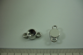 [ 1078 ] 6 mm. Puntsteen Connector 14 x 8 mm.  Verzilverd, per stuk