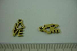 [ 1230 ] Love bedel  14.3 x 8 mm. Goudkleur, per stuk