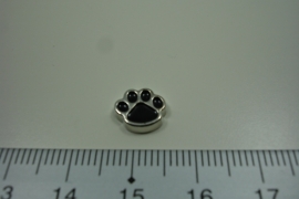 [ 8295 ] Honden pootje  9 x 8 mm. Zwart,  per stuk