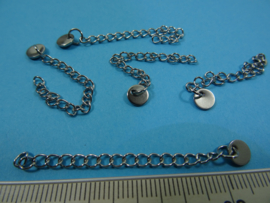 [ 8721-A ] RVS; Verlengketting 5 cm. met afwerking, per 5 stuks